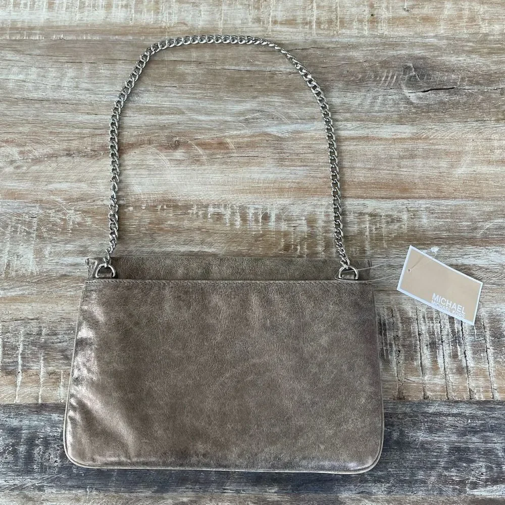 Michael Kors silver pewter gray chain bag clutch